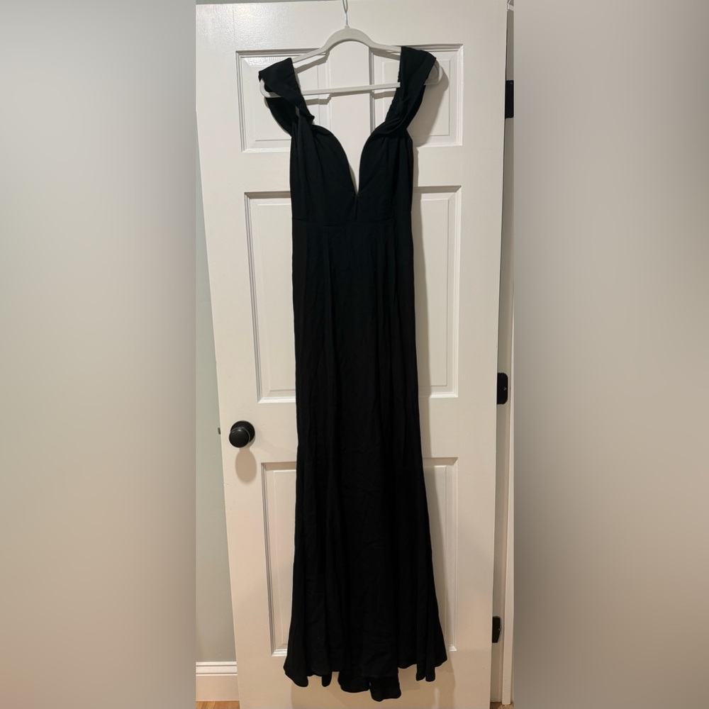 Reformation Bali Plunge V Neck Maxi Dress Gown Black